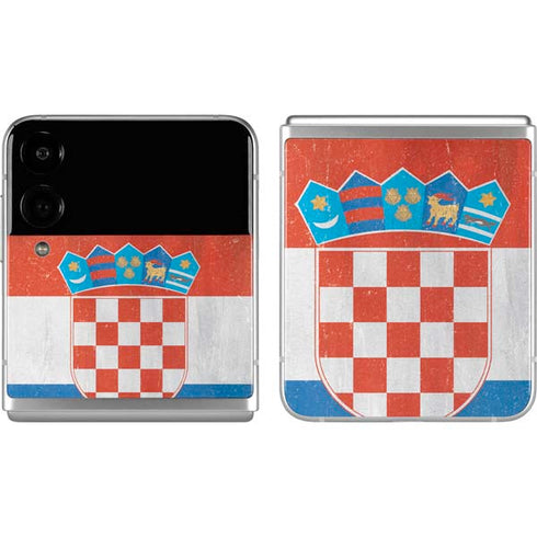 Croatia Flag Distressed Galaxy Z Flip4 5G Skin